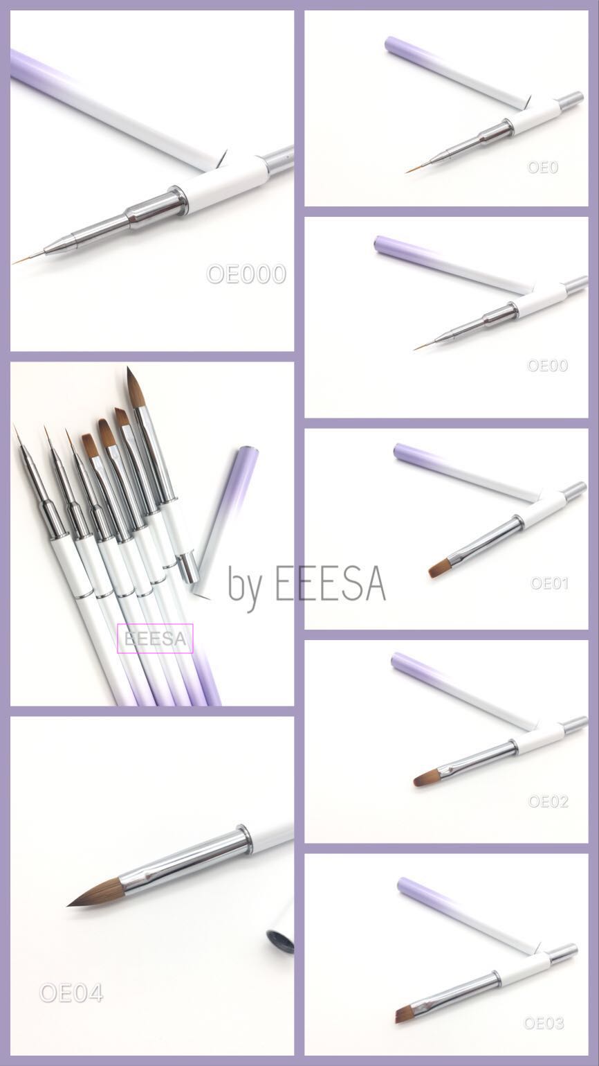 19 cylindrical metallic handle gradation nail brush set
